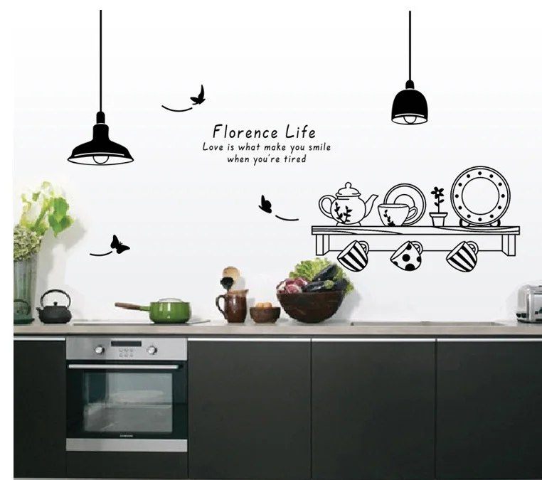 Panas Florence Kehin Stiker Dinding Dapur Alat Memasak Botol Panas Florence Kehin Stiker Dinding Dapur Alat Memasak Botol Pola Diy Hiasan Dekorasi Rumah Qt0070 Di Wall Stickers