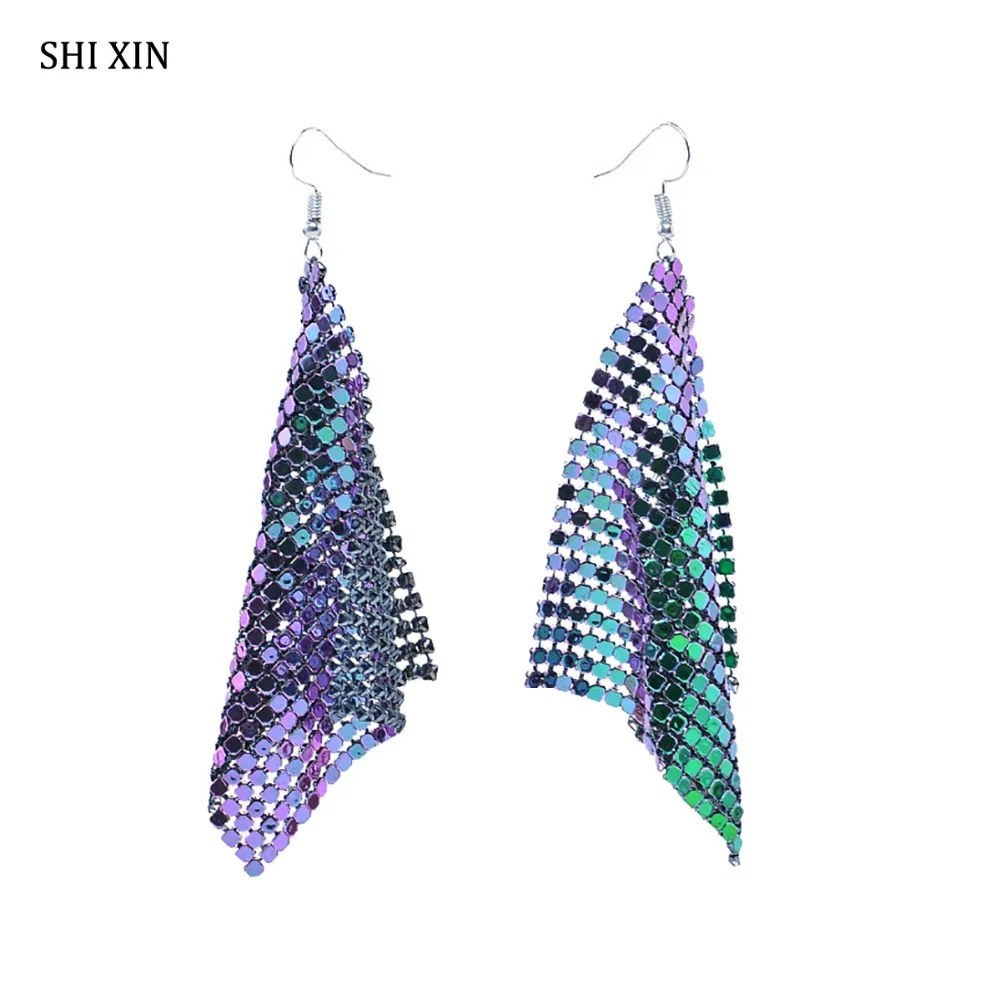 

SHIXIN Boho Charms Colorful Small Sequins Long Drop Earrings Hanging for Women Fashion Modern Statement Dangle Oorbellen Jewelry