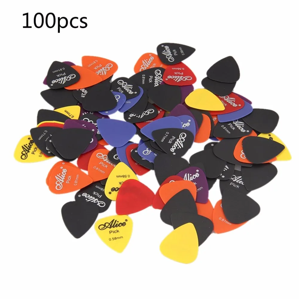 100 قطعة الغيتار يختار 1 مربع حالة أليس الصوتية الكهربائية الغيتار الاكسسوارات الموسيقية أداة سمك 0.58-0.81 مللي متر بالجملة