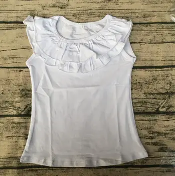 

Toddler Soft cotton Clothes girl t-shirt sleeveless Ruffled Shirt double ruffle top baby clothes china