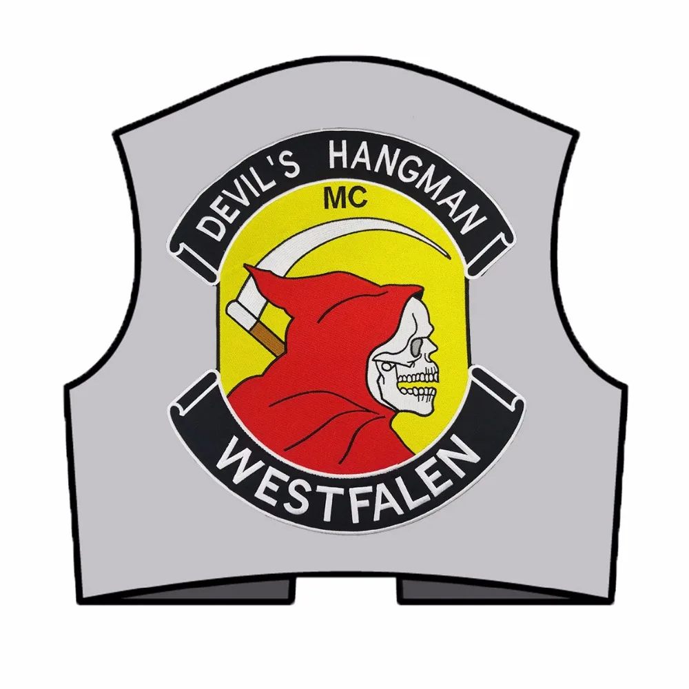 DEVIL'S HANGMAN WESTFALEN PATCH vest jacket back motorcycle patch embroidery iron-on cool biker delicate bag patches (5)