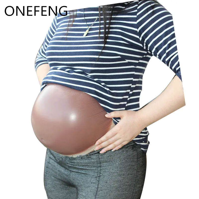 

ONEFENG Silicone Gel Stomach Artificial Tummy Brown Color Backside Adhesive for Man Woman Actor Fake Pregnant 4000-4600g