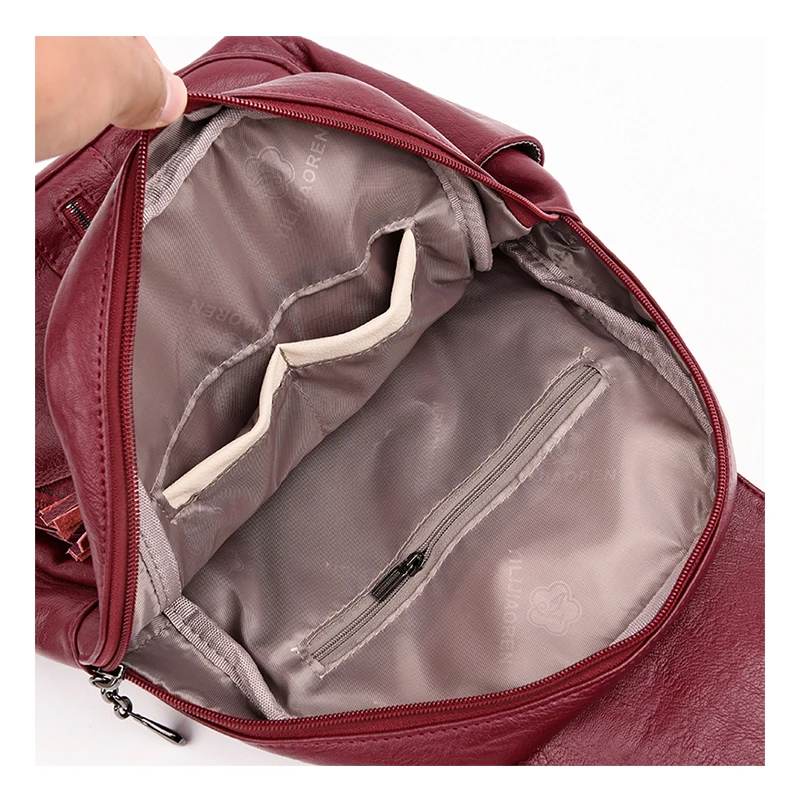 Borla de las mujeres Mochila de cuero de la PU de la alta calidad Mochila mujer, Mochila de bolso para chica de moda Mochila Casual bolsa las mujeres