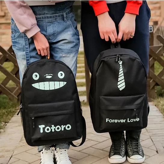 

Fashion Personality Noctilucent Man Canvas Bookbag For Student Concise Casual Large Space Coulpe Travel Backpack