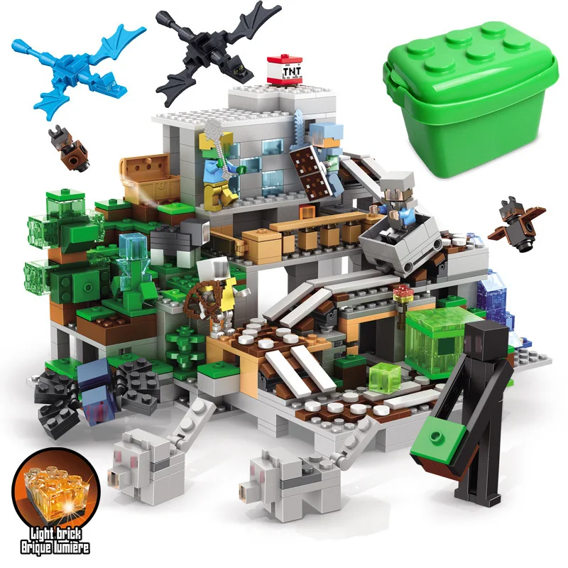 

Minecraft Cave Bricks Compatible Legoing Minecraft 21137 Model Building Blocks Kids Birthday Gifts Educational Toys For Children