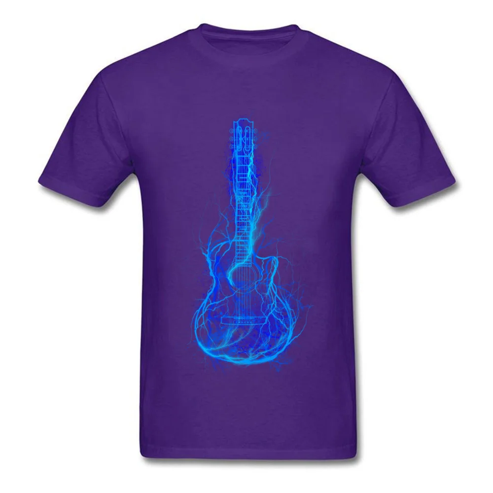Electric Guitar Men T Shirts Brand New 3D Printed Tops T Shirt Summer Autumn 100% Cotton Fabric Crew Neck Tee Shirt Short Sleeve Electric Guitar purple
