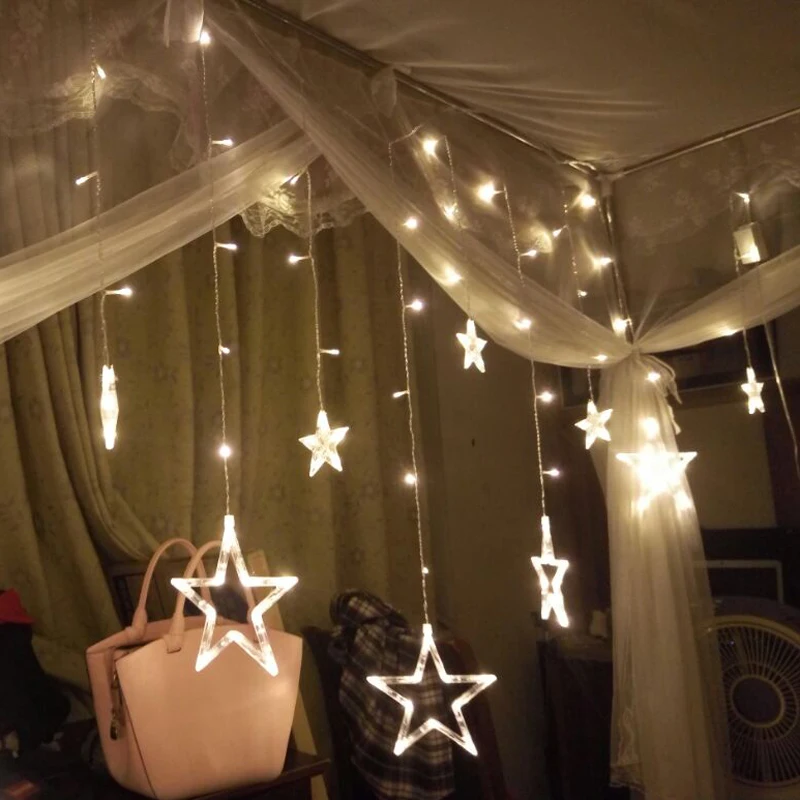 3M/2.5M led twinkle christmas lights fairy icicle flash garland star curtain light party holiday store xmas wedding decoration
