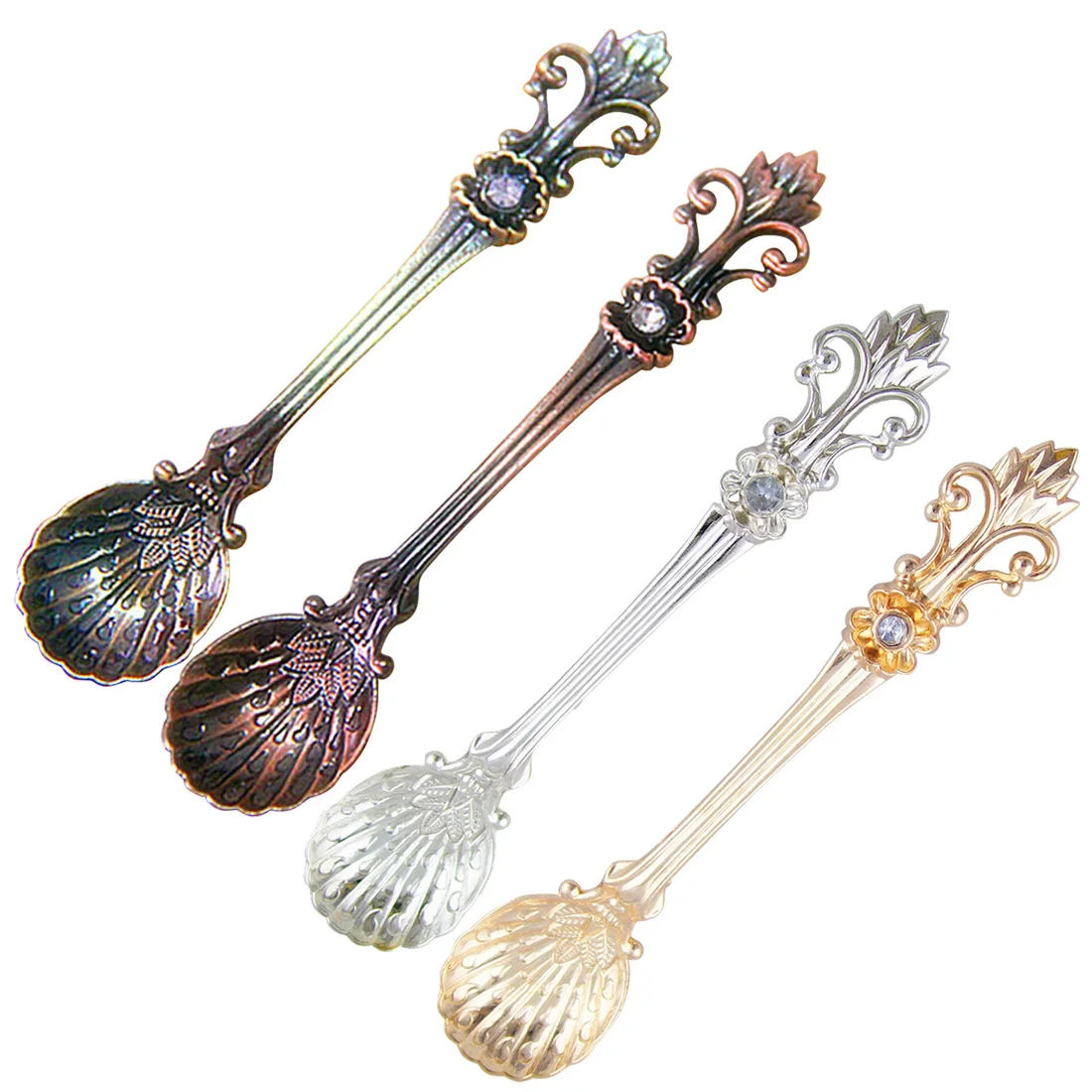 Royal Style Metal Carved Coffee Spoon Set Vintage Table Spoon Antique Tea Spoons Coffee Spoon 1PC Fork Tablespoons