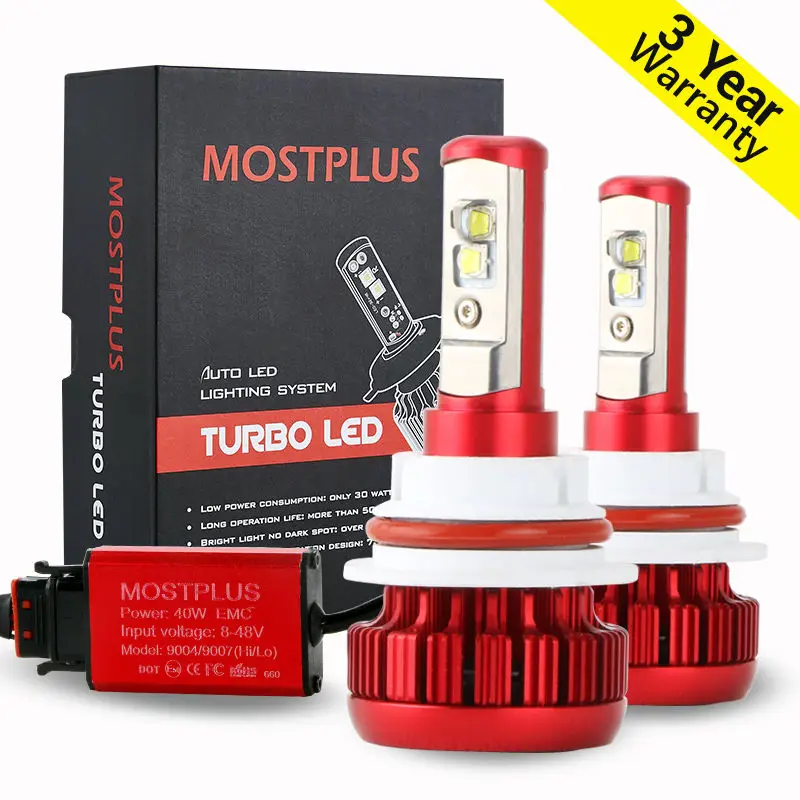 Комплект светодиодных фар MOSTPLUS 7600LM 60W H1 H3 H7 H8 H9 H10 H11 9005 9006 + 8000LM 80W H4 9007 H13 9004 Hi/lo beaK |