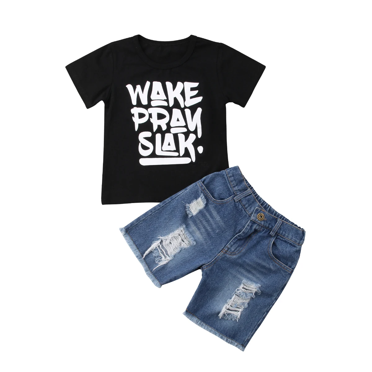 

Fashion Toddler Baby Kids Boys Clothes Sets Summer Tops T-shirt Denim Shorts 2Pcs Cotton Outfits Clothing Set Boy 6M-6T