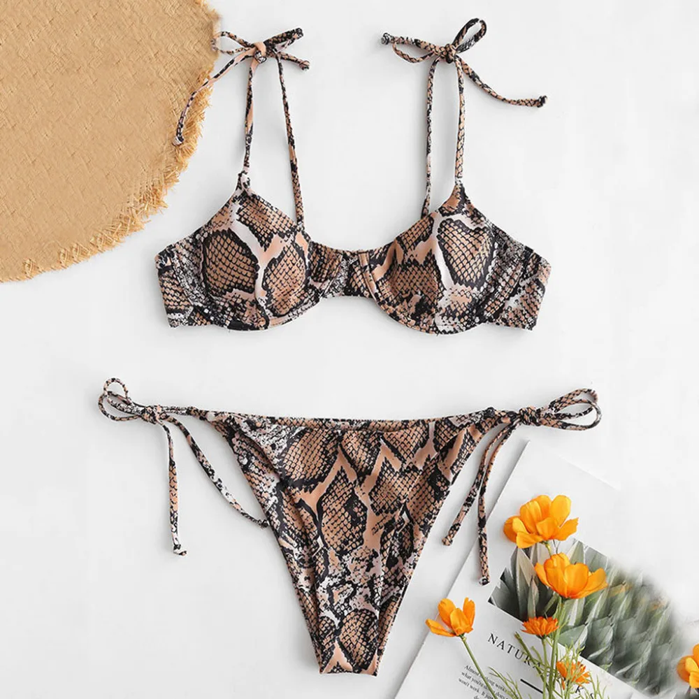 2019 women's split snake print sexy bikini set summer bikinis set women swimsuit push up swimwear sexy e fatos de banho 40J13 (4)