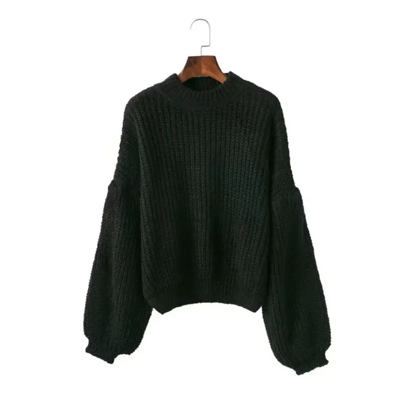 High quality sweater women winter 2018 Casual Fashion Sleeve Round Neck Long Sleeve female Solid Sweater Top Blouse O05#N (20)
