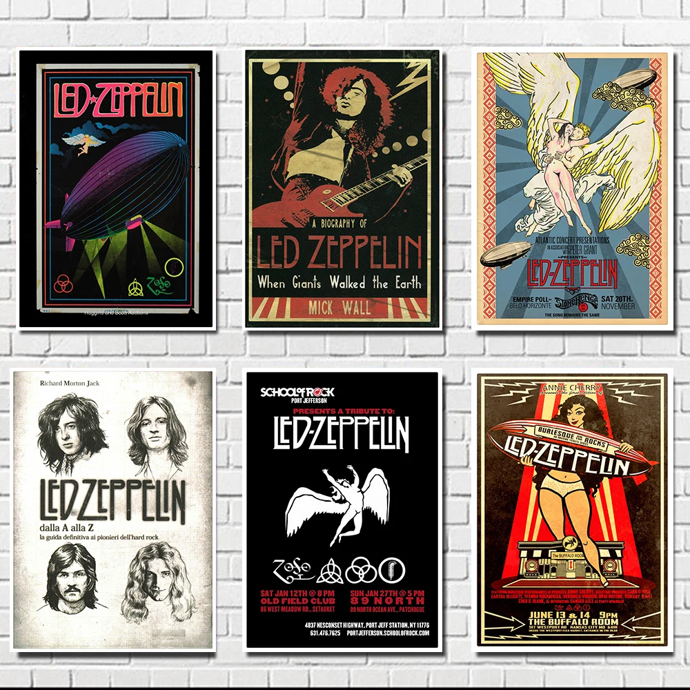 

Led Zeppelin Rock Music white Posters Home Decoration Wall Stickers Home art Brand