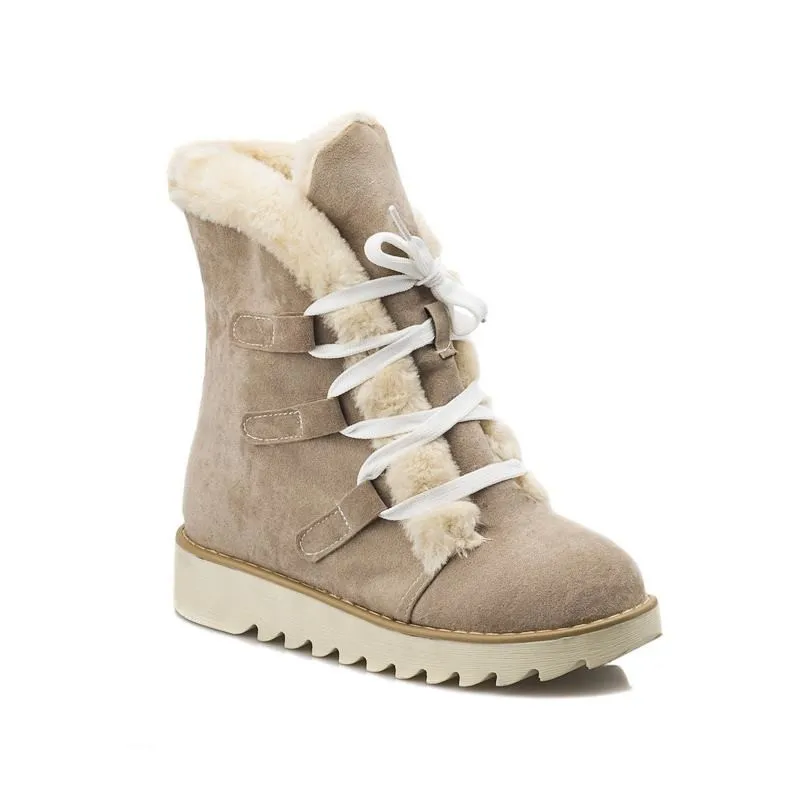 ASUMER привлекательная женская обувь размер 34–43 меховые зимние ботинки с закругленным носком на платформе теплая обувь на шнуровке из хлопка женские ботильоны