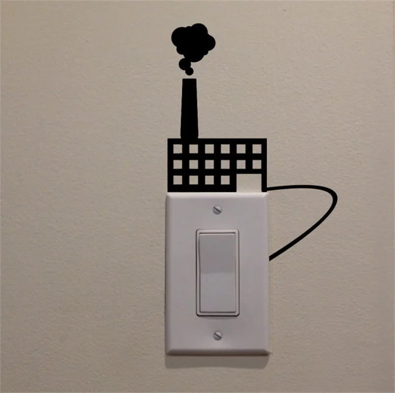 YINGKAI Factory with Smokestack Powered Through Light Switch Vinyl Wall Decal Sticker for Kids Room Living Home Decoration | Дом и сад