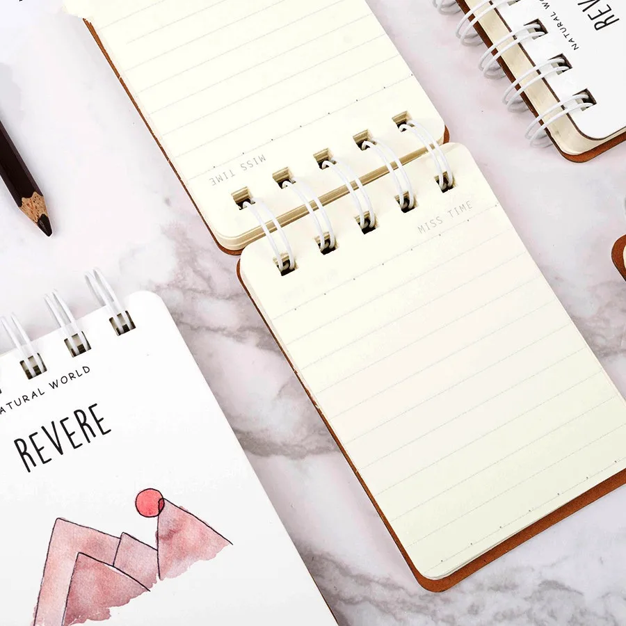 

Nature World" Cute Mini Diary Pocket Notebook Hand Memo Pad Study Journal Coil Spiral Stationery Gift