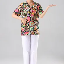 Новая модная Больничная одежда для мужчин и женщин, медицинский скраб-топ с v-образным вырезом, цветная печать для домашних животных