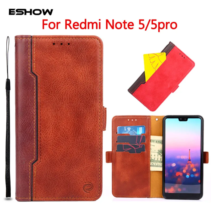 Для Xiaomi Redmi Note 5 pro Сращивание кожаный бумажник чехол принципиально контраст цвет