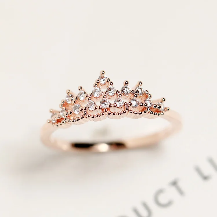 lace crown gloden ring full cz fadeless alloy fashion jewelry Adjustable rings for women gift Perimeter 16-18mm