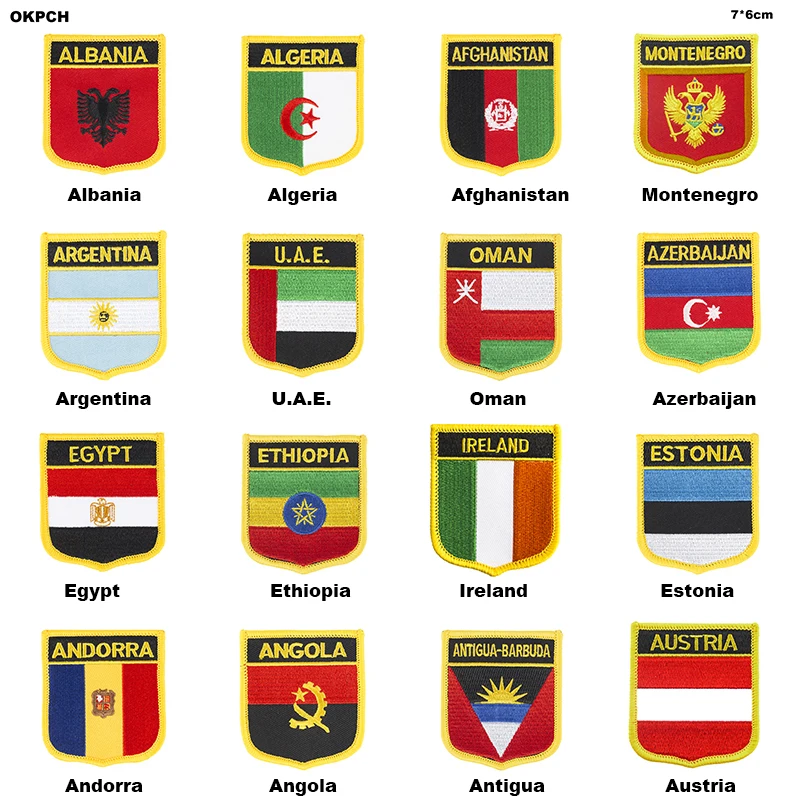 

Flag Patch Jacket Denim Clothing Patches Embroidery Iron on Country Flag Badge Backpack Flag Badges
