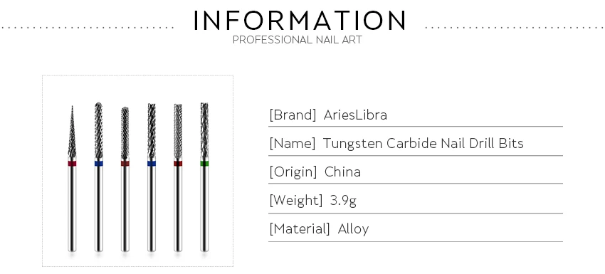 Arieslibra твердосплавное сверло электрическая Вольфрамовая маникюрная машина электрическая пилка для ногтей сверло для ногтей инструмент для маникюра