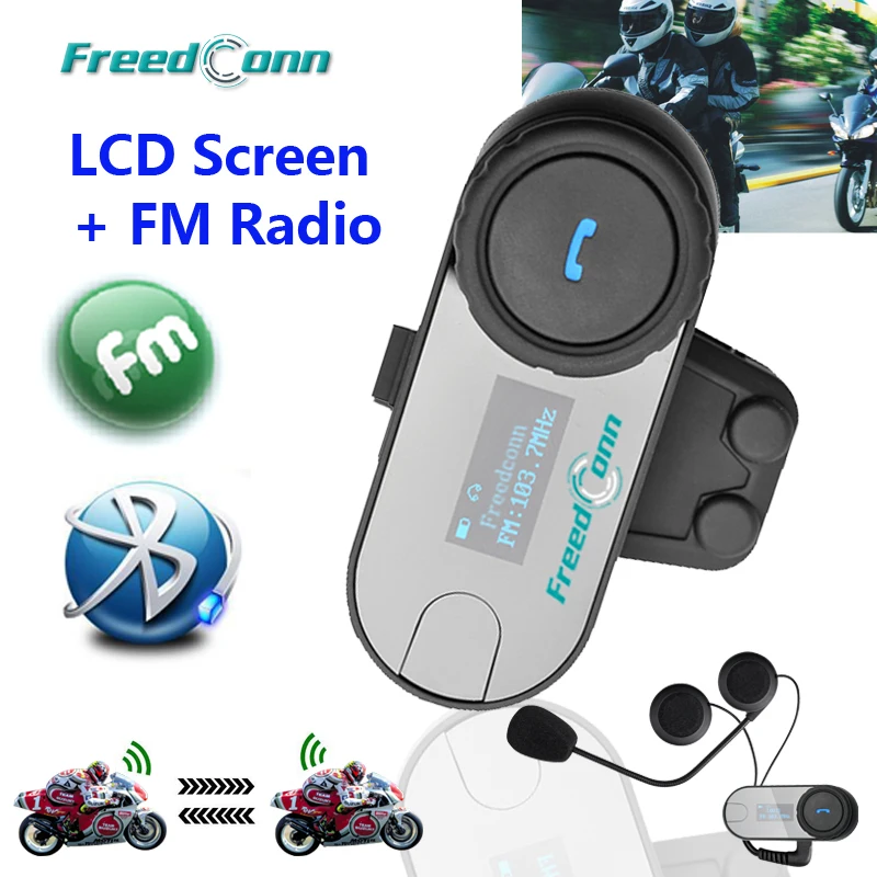 FreedConn TCOM-SC Bluetooth мотоциклетный шлем домофон мото BT Переговорная гарнитура с ЖК-экраном fm-радио