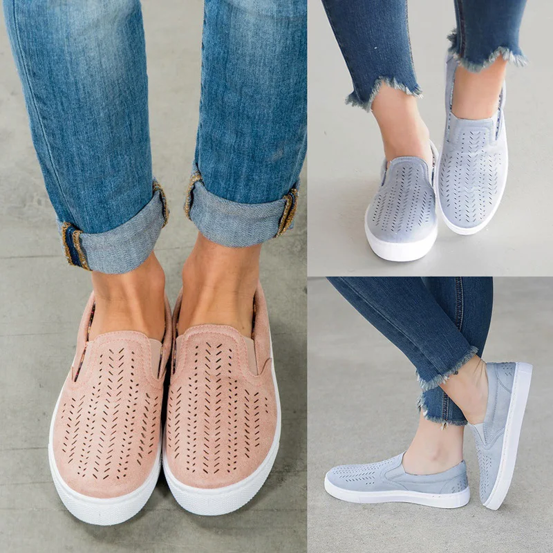 

Tangnest Casual Suede Loafers Hollow Slip On Sneakers Autumn Spring Creepers Comfort Breathable Flats Shoes Size 35-43 XWD6523