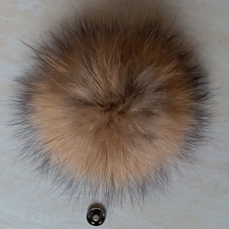 

100% Natural Raccoon Fluffy Fur Pompons DIY Real Raccoon Fur Big Ball Fluffy Pom Pom Ponpon for Hats Skullies Shoes Bag 13-14cm
