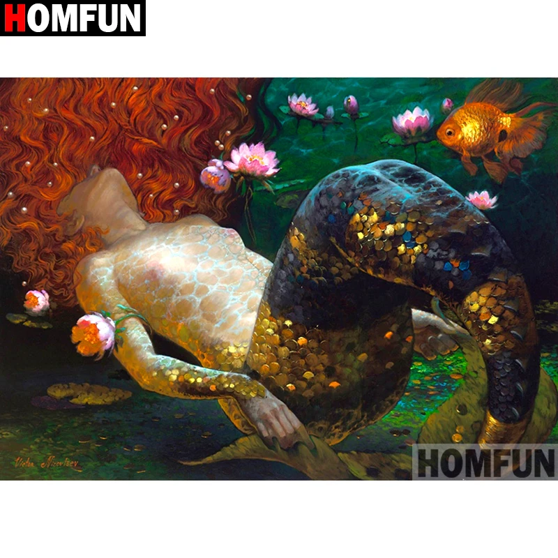 

HOMFUN Full Square/Round Drill 5D DIY Diamond Painting "Cartoon mermaid" 3D Embroidery Cross Stitch 5D Home Decor A13211
