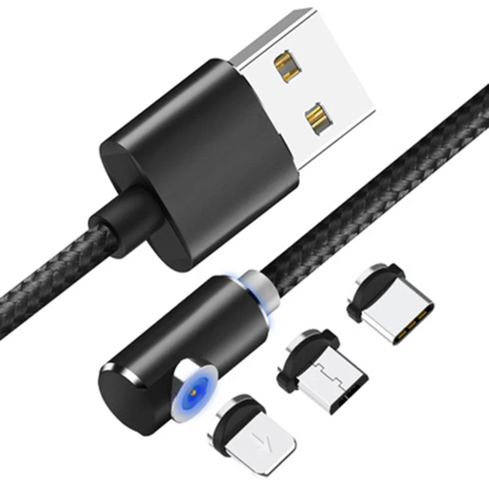 Магнитный Micro Usb кабель для зарядки штекер 90 градусов Usb type C кабель для быстрой зарядки для IPhone X Xr 8 7 6s Plus samsung