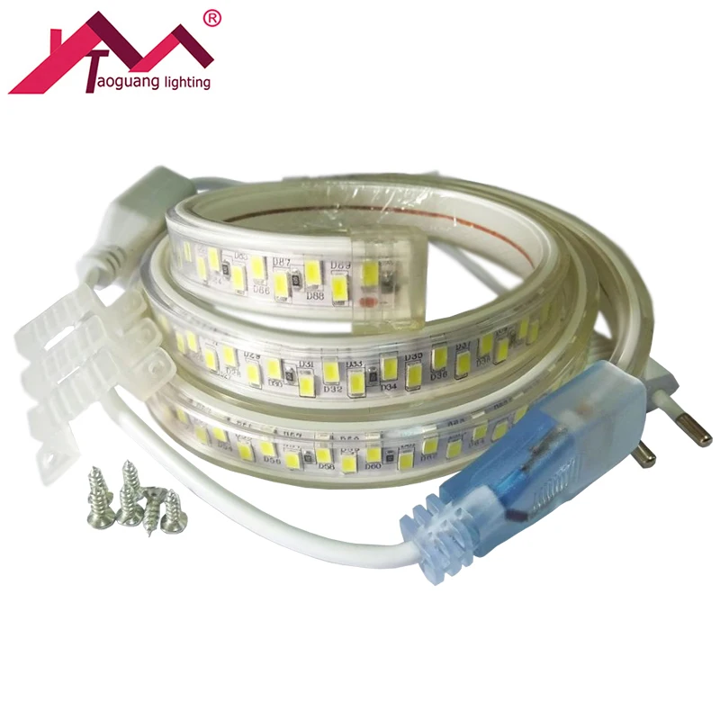 Taoguang освещения 180 светодиодный S/M 5730 Водонепроницаемый Светодиодные ленты 220 В Тира де светодиодный полосы света SMD 5630 с мощность Plug Luces
