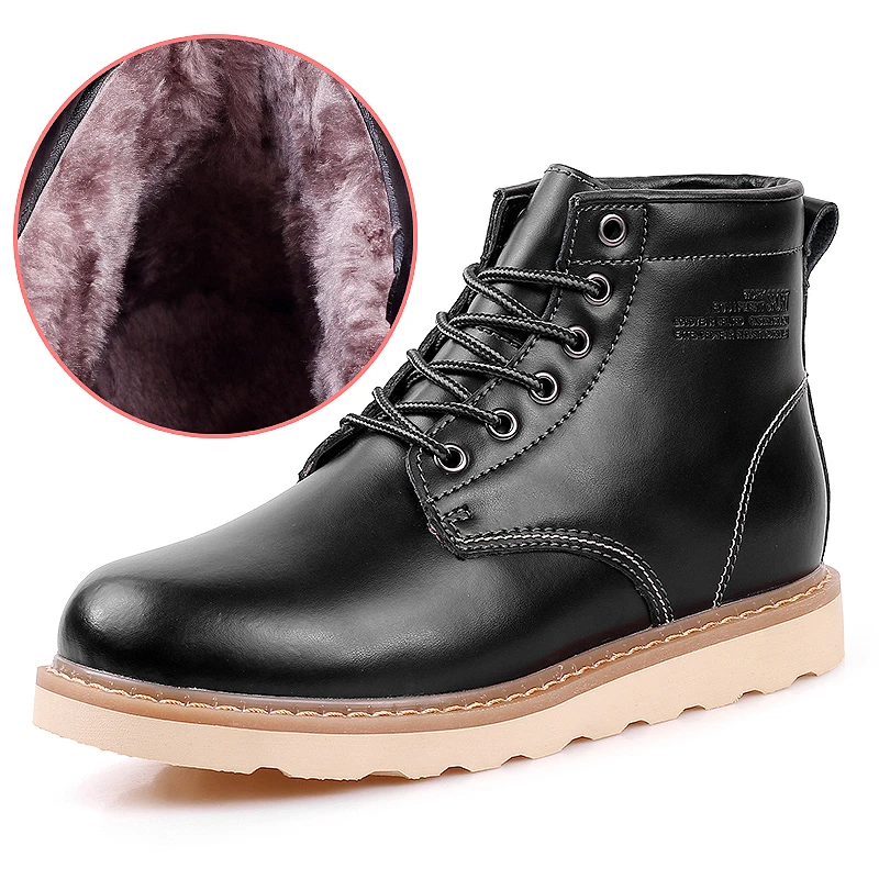 

LettBao Trend Leather Boots Men Winter Boots Men Casual Leather Shoes Men with Fur Winter Shoes for Men Ankle Winter Boots