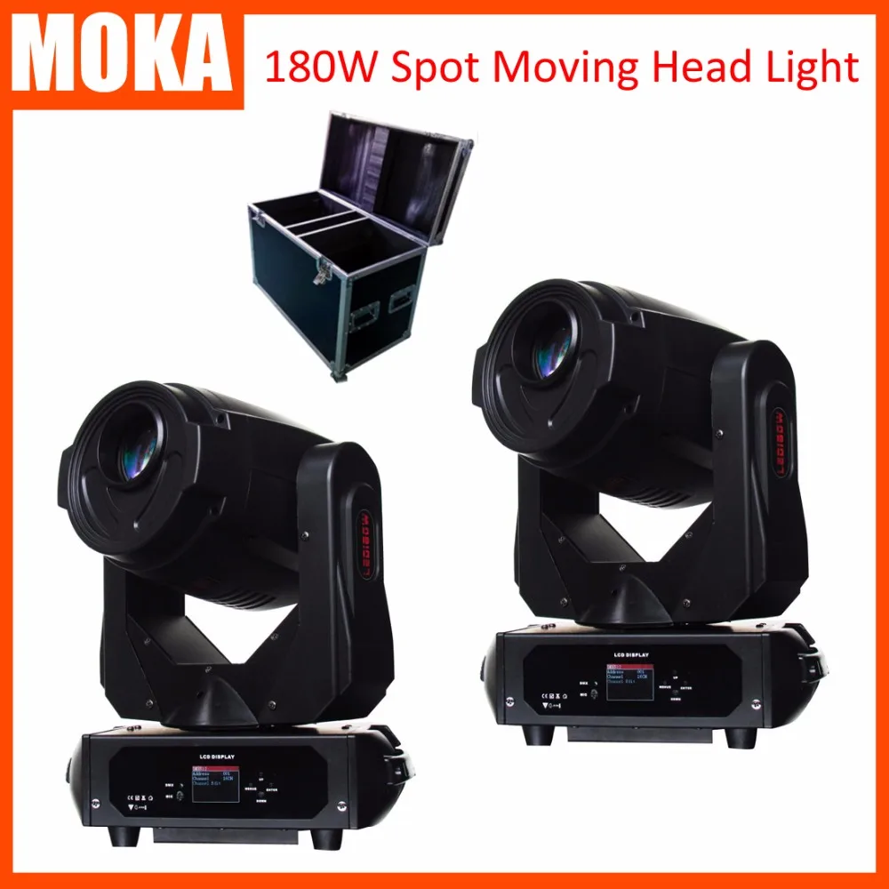 

2 Pcs/lot Flight Case Packing 180w High Power Led Spot moving head light dmx 17CH led gobo effect stage light for DJ Disco