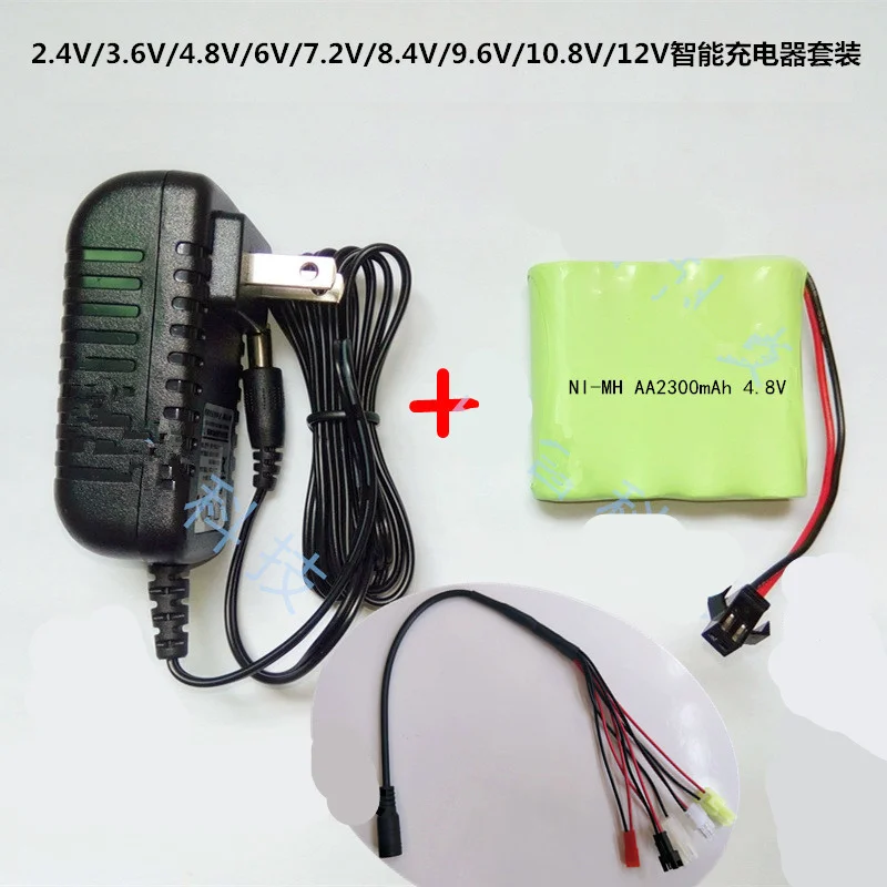 RC Car Battery Charger,Airsoft Battery Charger for Nimh/Nicd Battery Packs 2.4V,3.6V, 4.8V, 6V,7.2V,8.4V,9.6V,12V ,Mini Tamiya Battery Charger ,500-800mA Charging Current,5 Converter Plugs 2-10S
