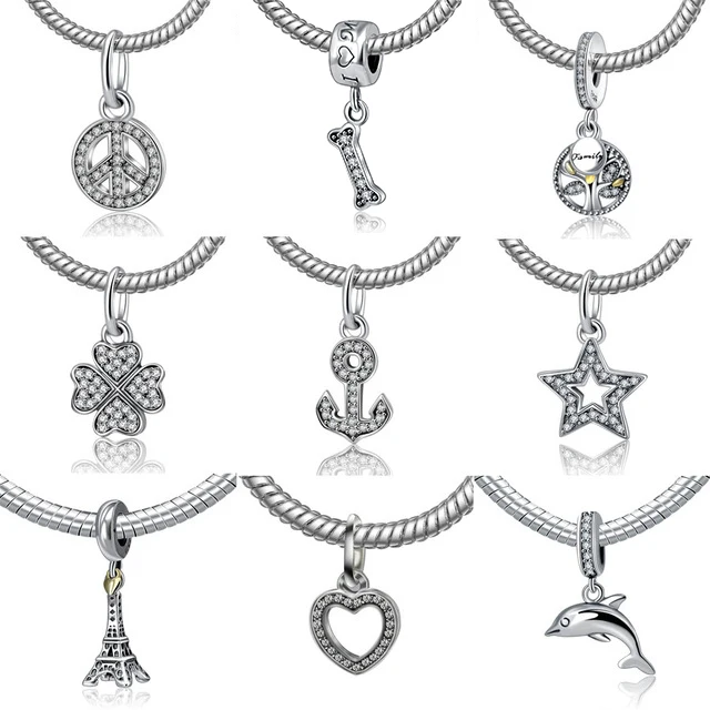 

Fit pandora charms silver 925 original Sterling Pendant Bead For Women DIY Clover Travel Star Bracelet Necklace Fine Jewelry