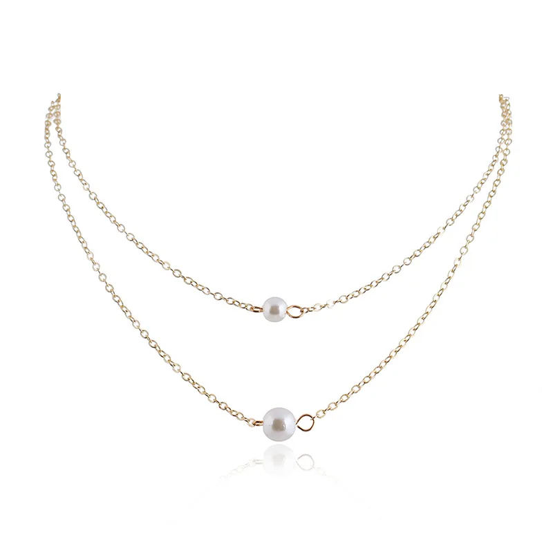 

Fashion Delicate Two Beautiful Pearls Pendant Necklace for Women Mother's Day Gifts Wish Card Jewelry Girls Decoration
