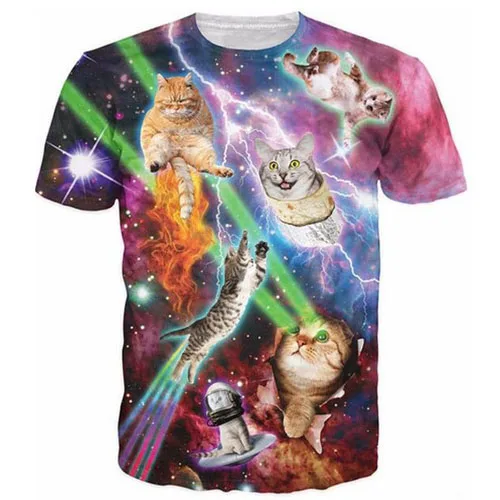 Новинка, футболка с 3D принтом в виде кота райзерн, футболка с котенком Разрушителем, Стильная мужская и женская футболка в стиле Харадзюку, футболки - Цвет: C15