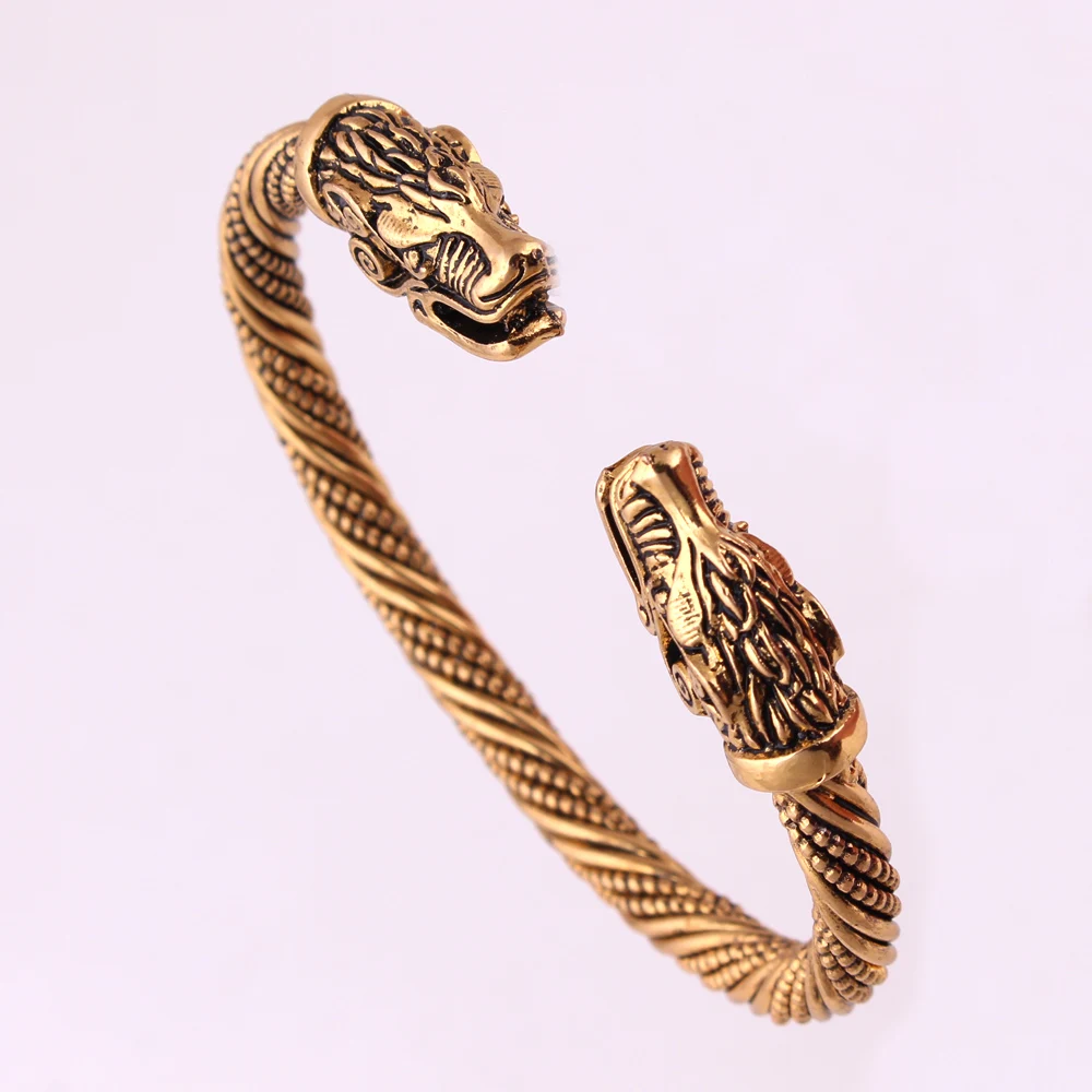 Metal Wolf Head Male Bracelet Indian Jewelry Vintage Accessories Viking