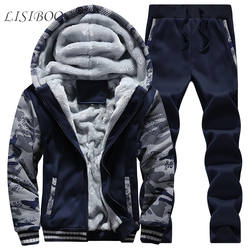 LISIBOOO Men Sets Winter Warm Fleece Sweatshirts Hoodies Pants Camouflage Sleeve Tracksuit Sportwear Suits Casual Men's Coats LISIBOOO Men Sets Winter Warm Fleece Sweatshirts Hoodies Pants Camouflage Sleeve Tracksuit Sportwear Suits Casual Men's Coats