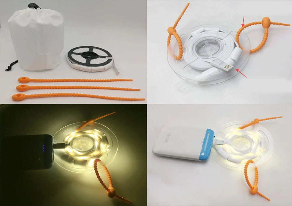 Светодиодный светильник, 5 В, уличный светильник для палатки, USB, эпоксидный, водонепроницаемый, низкое напряжение, гибкий светильник, полоска для кемпинга, гибкий светильник