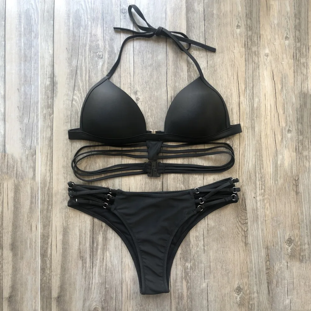 2019 woman summer casual sports sexy bikini set bronzing split beach swimsuit suit push up pretty bikinis e fatos de banho 40J5 (14)