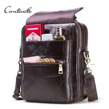 CONTACT'S new genuine leather messenger bag for men casual shoulder bags male flap bag luxury brand crossbody bags for 9.7 CONTACT'S new genuine leather messenger bag for men casual shoulder bags male flap bag luxury brand crossbody bags for 9.7