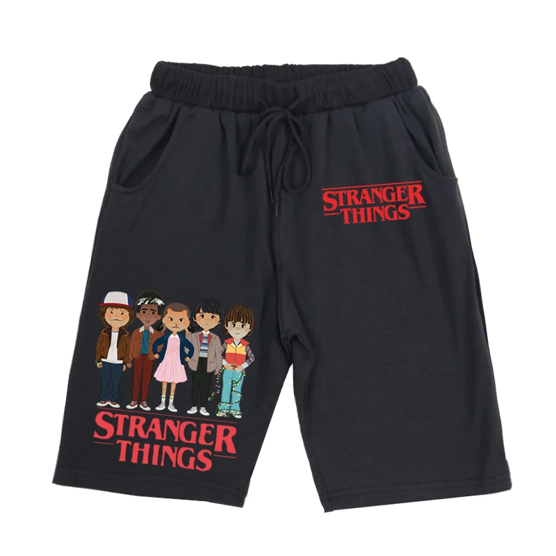 

15 Styles Boys Cotton Black Shorts Children Strange Things Printed Kids Pant Casual Short Pants For 2-14 Years Old