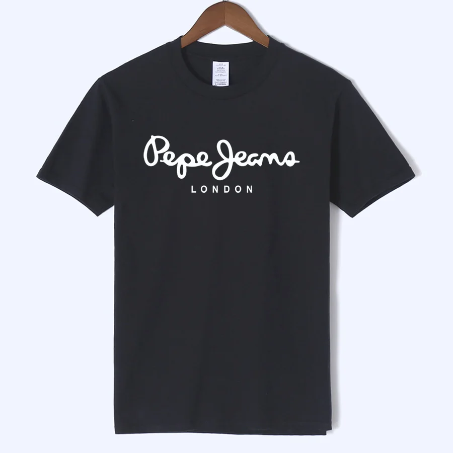 

2019 New Men's Summer brand hot sale letter Jeans print tshirt Slim fit Bodybuilding T-Shirt Cotton 100% Fitness streetwear tee