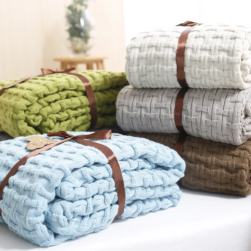 Pure Color Blanket Sofa Decorative Slipcover Throws On Sofa Bed Plane Office Travel Plaids Rectangular Stitching