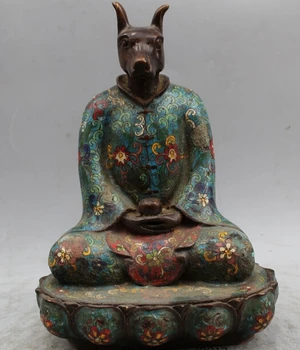 

bi003138 11" Old China Chinese Folk Fengshui Bronze Cloisonne Zodiac Year Dog Statue