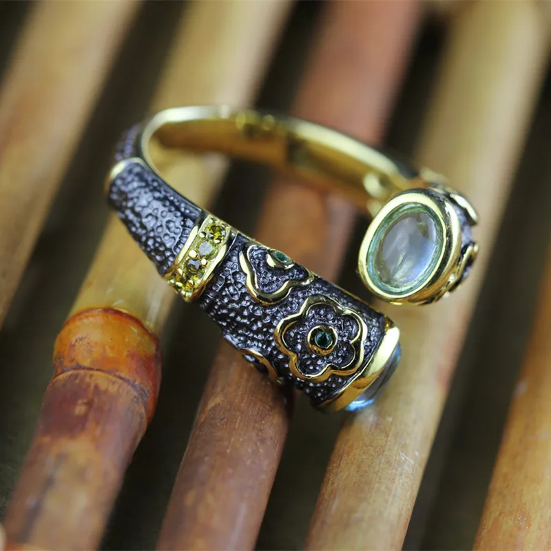 Женское кольцо из серебра 100% пробы с эмалью и топазом|ring for|rings for womenrings women silver |
