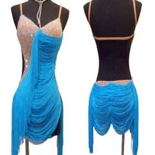 Латинский бахрома платье латинское платье г. Ограниченная Женская лайкра спандекс Танго настроить горный хрусталь Fring Танец бесплатно Dhl