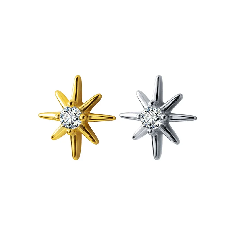 WTLTC 925 Sterling Sliver Tiny Star CZ Stud Earrings for Women Delicate Starburst Studs Earrings Small Charm Posts Earrings