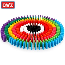 QWZ 120 шт./компл. детей Цвет сортировать Радуга Дерево Domino блоки Наборы раннего ярких домино игры Обучающие игрушки для Детский подарок